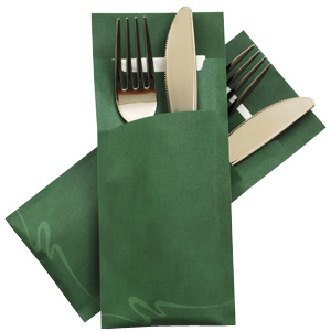 Papierowe "Zielone" torebki na sztućce z serwetką Etui na sztućce Pochetto 520 szt